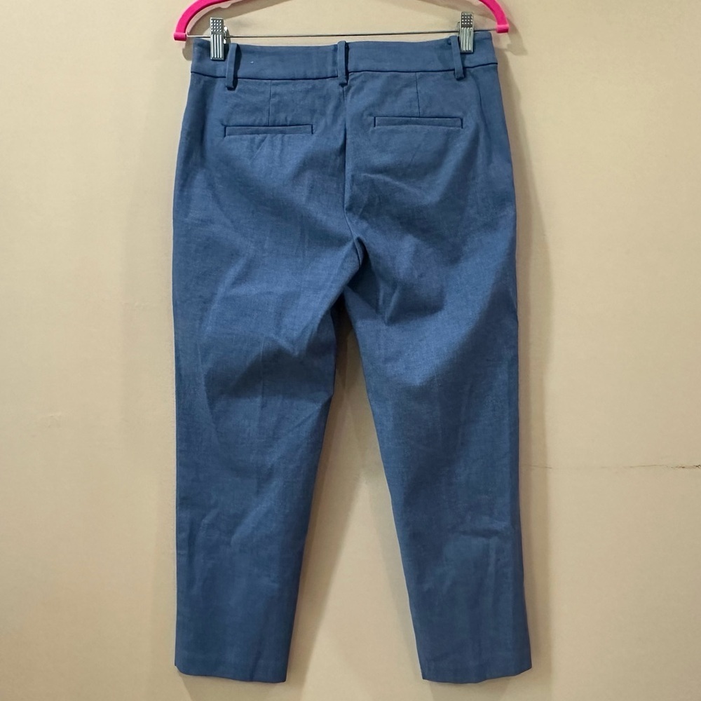LOFT Ankle Pants The Riviera Slim Texture Blue Mid Rise Women 4 Petite 608468 - Picture 3 of 8